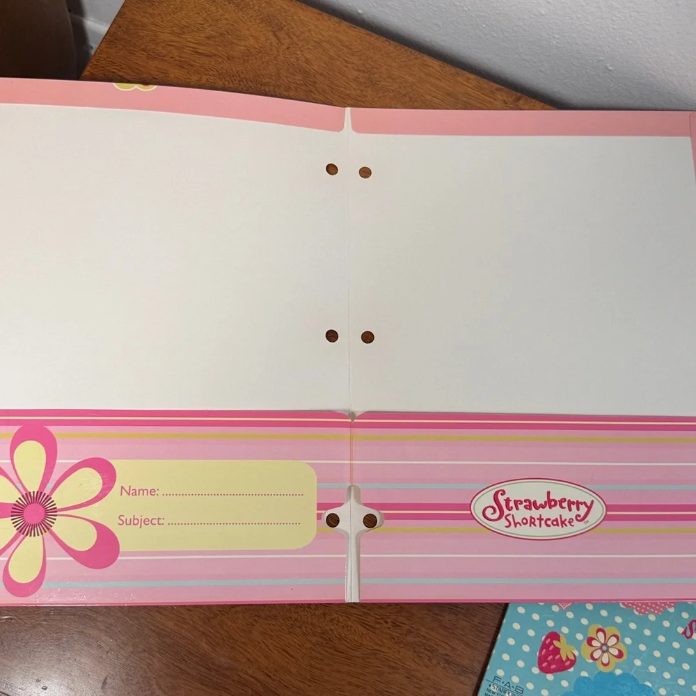 Vintage Strawberry Shortcake 2005 2 Pocket Portfolio Folders 3 Ring